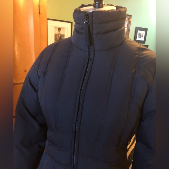 Athleta Down Puffer Parka Jacket dual zipper Coat with hood & embroidered detail - Picture 4 of 12